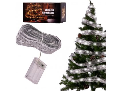 LED stuha 10m 100LED vánoční stromek světla vánoční dekorace studená bílá s bateriemi