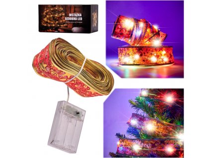 Stuha dekorativní LED pásek 10m 100LED vánoční stromek světla vánoční dekorace vícebarevné s bateriemi