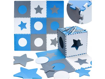 Pěnová podložka na puzzle pro děti 180x180cm 9 dílků šedomodrá