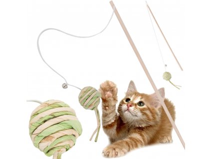 Cat toy fishing rod ball rattle play toy