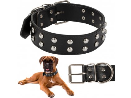 Studded dog collar eco leather adjustable l