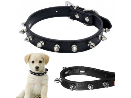 Studded dog collar eco leather adjustable s