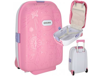 Dětský cestovní kufr na kolečkách, příruční zavazadlo, růžový