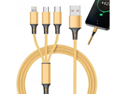 3v1 usb kabel pro telefon lightning kabel iphone micro usb typ-c 1,2 m