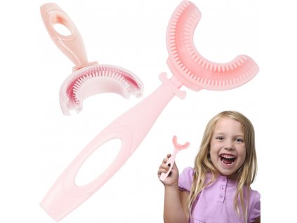 Silikonový manuální zubní kartáček pro děti písmeno u 360