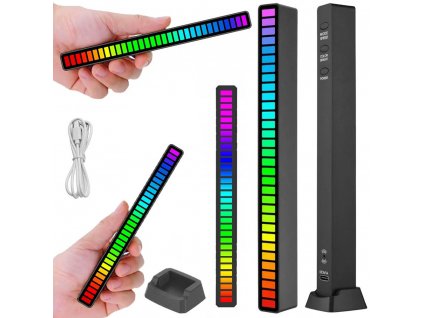 Usb LED diody zvuková odezva vícebarevný neonový rgb led pásek bliká 18 režimů