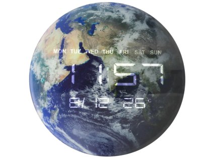 Hodiny planeta Země - modrá 32cm