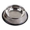 Kovová miska pro psy stříbrná kočka na gumě 1,3l