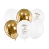 Narozeninové balónky Happy Birthday To You zlaté bílé 30cm 6ks