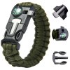 Bracelet survival wristband 5in1 compass flint rope knife paracord rope