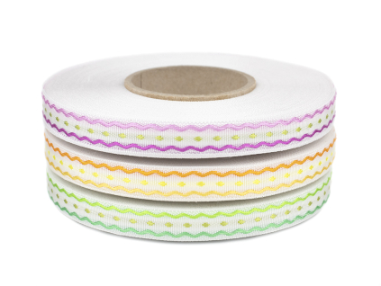 Stuha plátnová se vzorem a vlascem šíře 11 mm