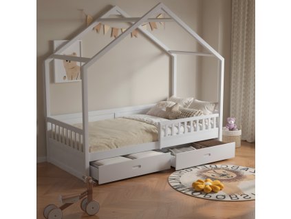 Dětská postel DOMEČEK BIANKA 90x200 | BÍLÁ