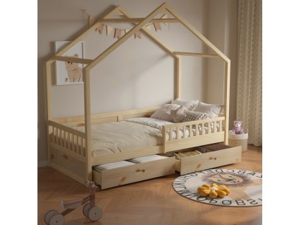 Dětská postel DOMEČEK BIANKA 90x200 | PŘÍRODNÍ