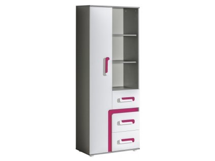 432576 policovy regal SOLETTA 4 do detskeho pokoje antracit ruzova