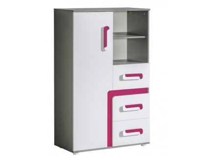 432600 komoda do detskeho pokoje SOLETTA 6 antracit ruzova