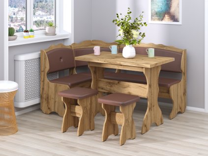 40626 rohova lavice cezar set dub tacho kozenka hneda