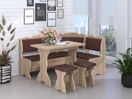 40602 rohova lavice komfort set dub sonoma kozenka hneda