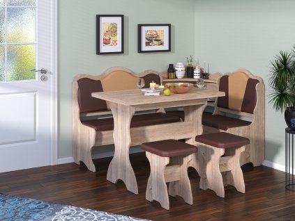 40620 rohova lavice kornet set dub sonoma kozenka hneda kava