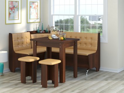 40617 rohova lavice marshal set orech tmavy kozenka kava