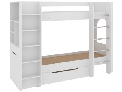 42462 6 patrova postel duet 4 70 x 190 cm s regaly a zasuvkou bila