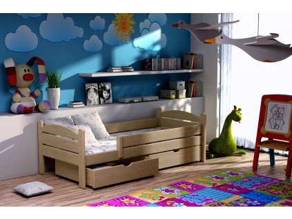 Dětská postel se zábranou ROBIN PINE vč. roštu (Barva bezbarvý lak, Rozměr 90 x 200 cm)