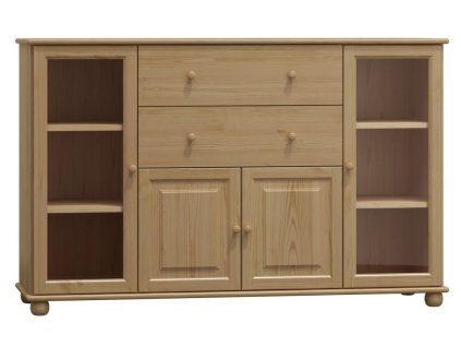 Komoda 63 Klasik masiv borovice (Varianta Hloubka: 42 cm, Povrchová úprava: surové dřevo, Výška: 100 cm, Šířka: 140 cm)