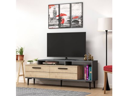 TV stolek na nožičkách ROGAN dub / antracit