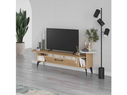 TV stolek MAUD dub / bílý Carrara