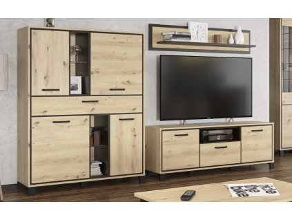 Obývací sestava SET1 DOSTIN dub artisan / wenge
