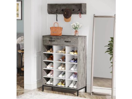 Policový botník rustik šedý