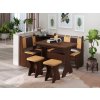 40581 rohova lavice sherif set orech tmavy kozenka hneda kava
