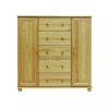 Komoda masiv borovice se skříňkami a zásuvkami 1-5-1 ELEONORA (Barva surové dřevo, Hloubka 42 cm)