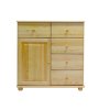 Komoda masiv borovice se skříňkou a zásuvkami 1-1-4 GISELA (Barva surové dřevo, Hloubka 42 cm, Šířka 80 cm)