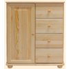 Komoda masiv borovice se skříňkou a zásuvkami 1-4 PATRIK (Barva surové dřevo, Hloubka 42 cm, Šířka 80 cm)