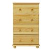 Komoda masiv borovice se zásuvkami 4 KAŠPAR (Barva surové dřevo, Hloubka 42 cm)