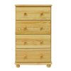 Komoda masiv borovice se zásuvkami 4 ROBIN (Barva surové dřevo, Hloubka 42 cm)