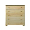 Komoda masiv borovice se zásuvkami 5 VLADAN (Barva surové dřevo, Hloubka 42 cm, Šířka 80 cm)