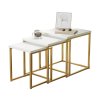 JOAQIUM sada příručních stolků, barva bílá/zlatá