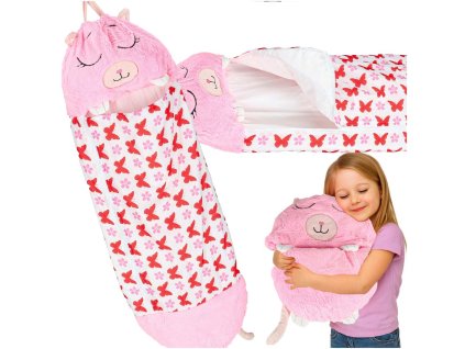 Spiwor do spania dla dzieci turystyczny poduszka 2w1 135x50cm rozowy 175693