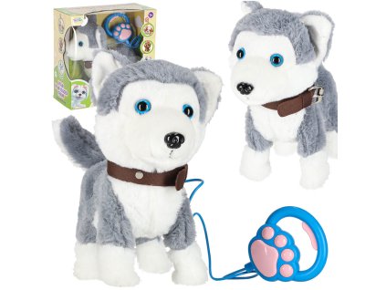 Piesek interaktywny na smyczy szczeka chodzi rusza ogonem Husky 175707