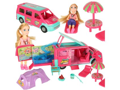 Samochod dla lalek kempingowy kamper akcesoria lalka basen 173331