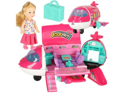 Samolot dla lalek pasazerski 2w1 rozkladany akcesoria rozowy 173319