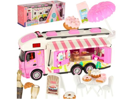 Kamper zdalnie sterowany na pilota samochod kempingowy auto 2 4GHz dzwieki swiatla akcesoria rozowy 173301