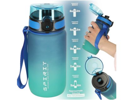 Butelka na wode bidon ze slomka uchwytem sportowy 600ml niebiesko zielony 174078