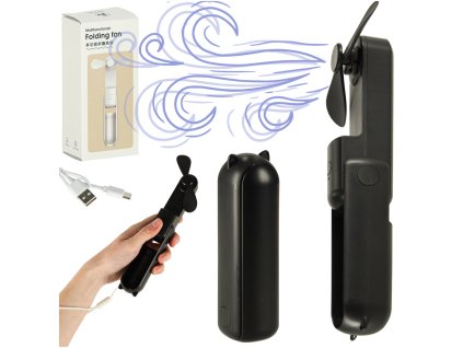 Wiatrak biurkowy wentylator mini reczny skladany wiatraczek przenosny USB czarny 171990