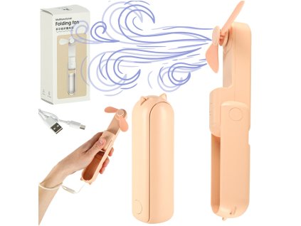 Wiatrak biurkowy wentylator mini reczny skladany wiatraczek przenosny USB rozowy 172006