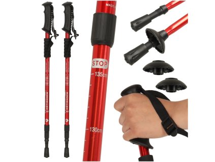 Kijki kije trekkingowe do nordic walking skladane 2 sztuki czerwone 172812
