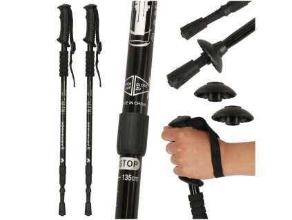 Kijki kije trekkingowe do nordic walking skladane 2 sztuki czarne 172802