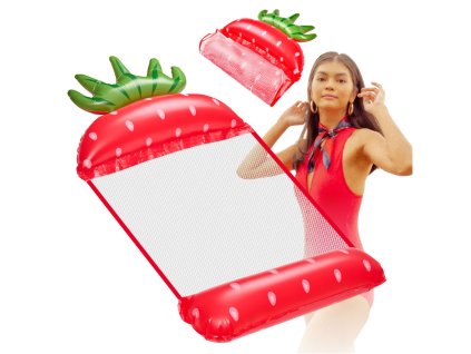 Materac dmuchany plazowy hamak wodny lezak fotel krzeslo do plywania basenu truskawka 171819