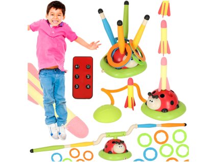 Gra sportowa zrecznosciowa dla dzieci skakanka rzut do celu wyrzutnia biedronka 3w1 171688